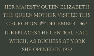 Plaque commemorating Queen Mother's visit, 1967