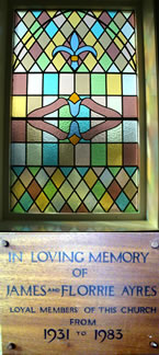 Window & Plaque in memory of James & Florrie Ayres