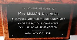 Plaque in memory of Lillian Spiers