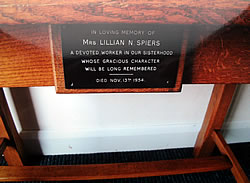 Plaque in memory of Lillian Spiers in situ
