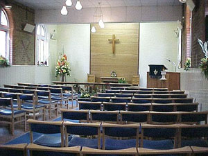 The church interior with chairs