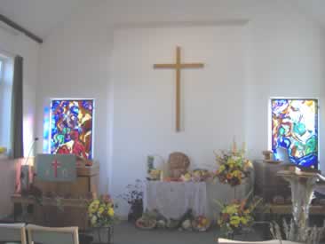 Church decorated for harvest
